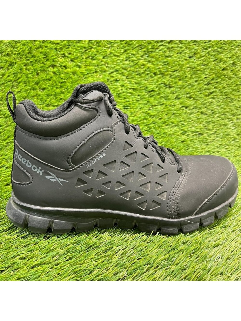 Reebok Sublite Cushion Mid Mens Size 7 Black Gray Alloy Toe Safety Work Boots